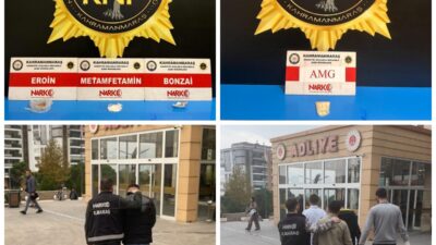 Kahramanmaraş Narkotik Şube Müdürlüğü görevlilerince yapılan çalışmalarda; 24.11.2025 tarihinde suçüstü