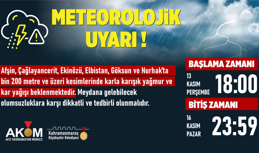 Afet Koordinasyon Merkezi, 13 Kasım Perşembe günü saat 18.00’dan itibaren