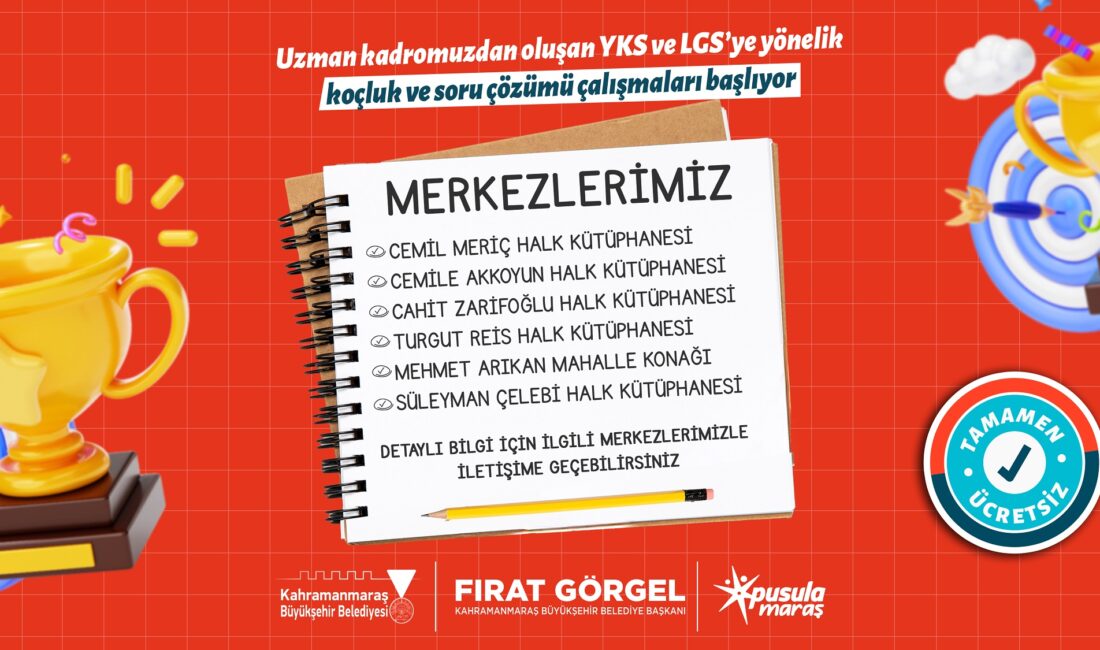 Büyükşehir Belediyesinin gençlik markası Pusula Maraş, YKS ve LGS’ye hazırlanan