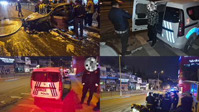 Onikişubat ilçesi Serintepe Polis Karakolu önünde ekiplerin “dur” ihtarına uymayan