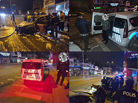 Onikişubat ilçesi Serintepe Polis Karakolu önünde ekiplerin “dur” ihtarına uymayan