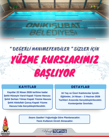 Onikişubat Belediyesi’nin kadınlara özel yüzme kursuna başvurular başladı
